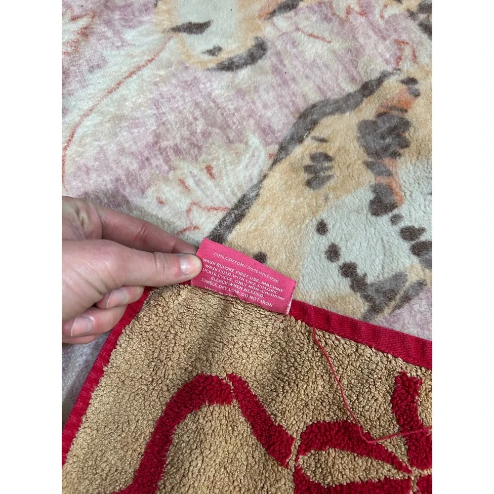 Juicy Couture Red Gold Bow Towel Set Hand Towel‎ Washcloth Cotton Viscose Home